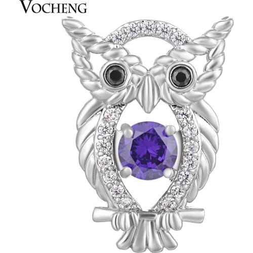 Owl Vocheng Ginger Snap CZ Stone 18mm 4 Colors Animal Copper Interchangeable Jewelry Vn-1414