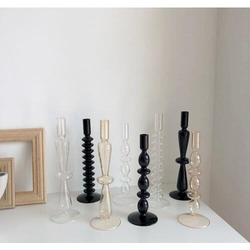 Glass Candle Holders for Pillar or Taper Candle Candle Holder Clear Glass Wedding Decoration Candlestick