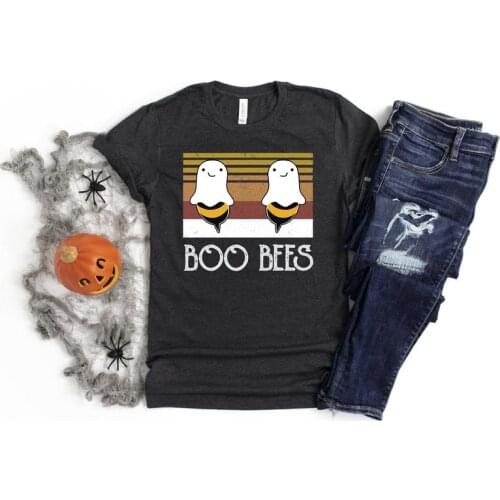 Halloween for Boo Bees Scary Funny Clothing Gifts 100% cotton crewneck short sleeve cute fashion top tees women Ladies plus size