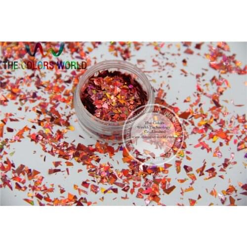 TCA911A Holographic Dark Pink Color Mylar Sheet Random Cut Size Flakes for nail decoration and other art DIY decoration