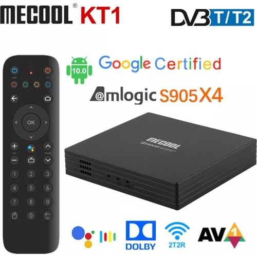Mecool KT1 Google Certificated TV Box Android 10 DVB-T/T2 Amlogic S905X4 AV1 4K 2T2R Dual WIFI BT Media Player Set-Top Box