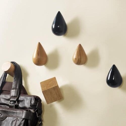 Europe Style Wooden Wall Hanger Coat Hook Water Drop Shape Coat Racks Decorative Hook Free Shipping