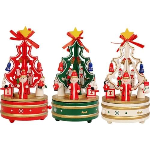 Revolving Wooden Christmas Music Box Christmas Tree With Pendants Creative Kid Birthday Gift New Year Gift Christmas Decorations