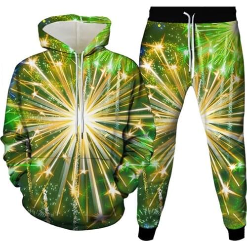 Women Colorful Art Creative Vortex Print Hoodies Trousers 2Pcs Sets Men Casual Joggers Pants Hooded Sweatshirt Tracksuit Outfi