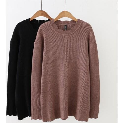 Plus size autumn winter Lace collar women pullovers sweater 2019 black & brown criss-cross Knitted ladies sweater female 5XL