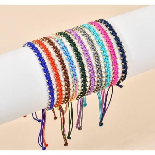 ZMZY Simple Woven Cotton Rope String Bracelet Handmade MIYUKI Gold Color Beads Chic Tassel Bracelets for Women Girls Jewelry