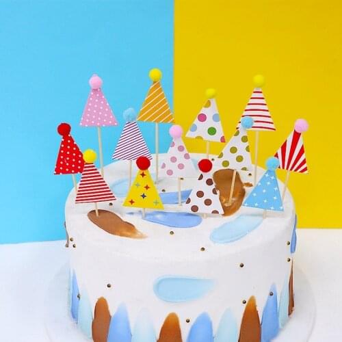 1 Set Happy Birthday Cupcake Hat Topper Wedding Cake Decoration Supplies Party Decorations Baby Shower Kids Favor Party Decor