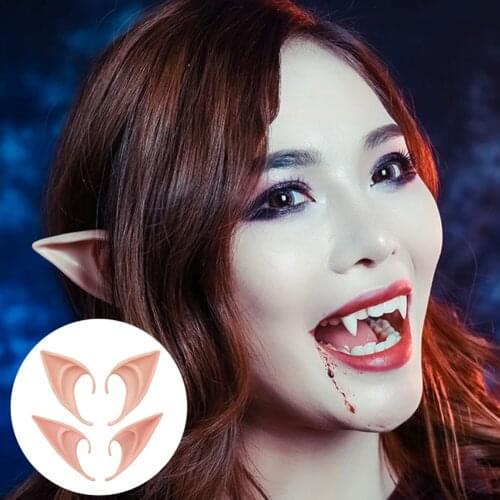 1Pair Halloween Latex Elf Ears High Simulation Soft Harmless False Ears Props Fairy Angel Dress Up Cosplay Hook Christmas Decor