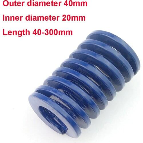 1PCS Blue Light Load Spiral Stamping Compression Die Spring Outer Diameter 40mm Inner Diameter 20mm Length 40-100mm