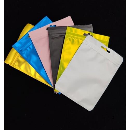 100Pcs Matte Plastic Packing Zip-lock Bag Aluminum Foil Hologram False Eyelash Pouch Small Water Proof Zipper Reclosable Pouches