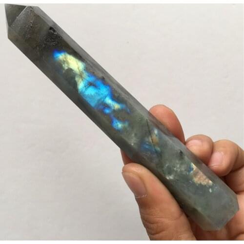 130-150mm Natural labrador quartz obelisk crystal wand point healing stones