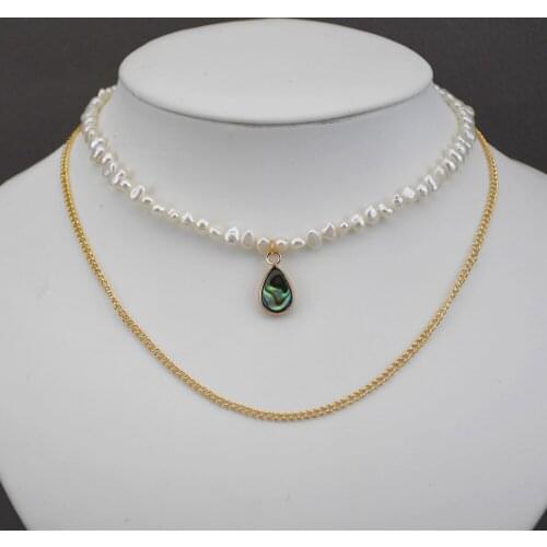 2019 Last Season Abalone Pendant Necklace N Real Freshwater Pearl Layered Choker Necklace 2 Layesrs/Set Necklaces for Women 2019