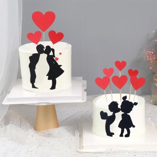 3 Sets Couples Kissing Love Heart Wedding Cupcake Topper Sweet Lovers Cupcake Topper For Anniversary Valentines Day Party Decor