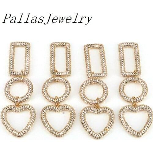 3Pairs Dainty Earrings 2021 Heart Round Rectangular Metal Earrings For Women Girl Statement Cubic Drop Earrings 2021 Jewelry