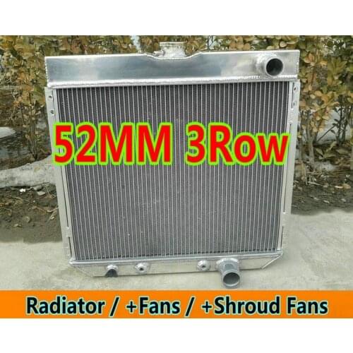 3ROW Aluminum Radiator Shroud Fans FOR 1967-1969 Ford Mustang MERCURY COUGAR 289 302 351 W/O AC V8 I6 63 66 68