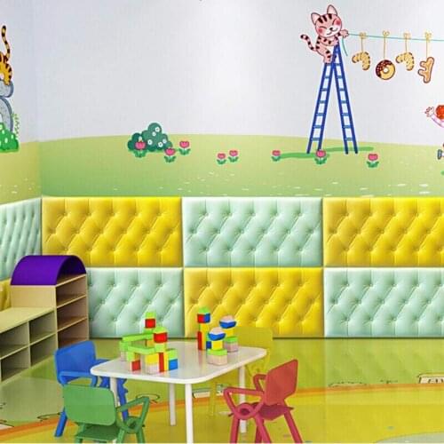 3D artificial leather PE foam wall sticker wallpaper kids room nursery home decoration wall sticker waterproof self-adhesive wal