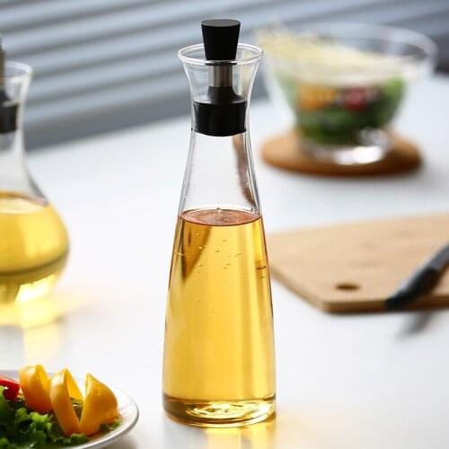 4 Olive Oil Dispensers, Glass Kitchen Bottles, Cruet & Vinegar, Liquid Spice Container, 500ML Glass Kitchen Carafe