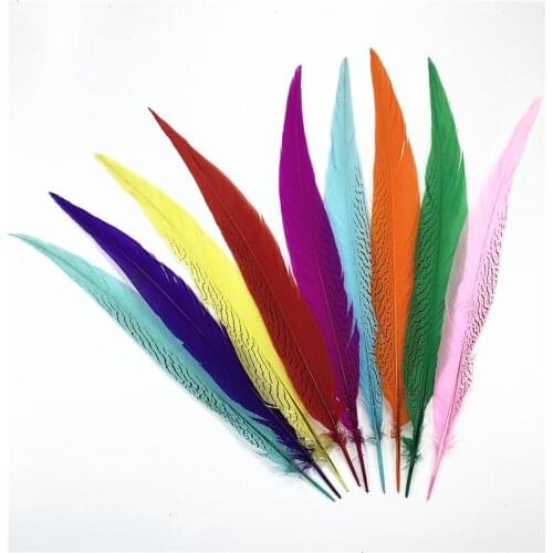 50Pcs/Lot Silver Pheasant Tail Feather Decor 30-80cm/12-32" Lady Amherst Pheasant Feathers for Crafts Plume Decoration Plumas