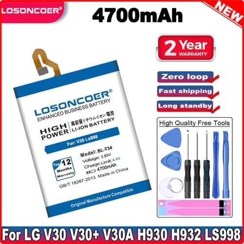 LOSONCOER 4700mAh BL-T34 For LG Sprint V30+ LS998 V30A H932 H930 V30 Phone Battery