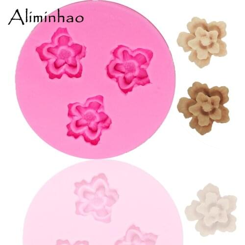 B1294 3 Mini Flower DIY Sugarcraft fondant silicone mold cake decorating tools chocolate gumpaste mould Cupcake dessert bakeware