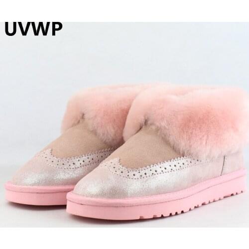 Fashion Women Boots Real Leather Women Winter Boots Warm 100% Natural Wool Snow Boots Ankle Boots Shoes Non-Slip Soles
