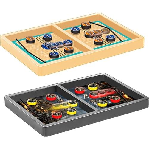 Fast Sling Bouncing Bumper Chess Ice Hockey Game 2-in-1 Wooden Hockey Game Two-person Sling Like Lianzhu Table Game