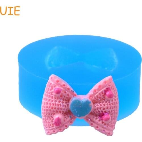 FYL480U 18mm Ribbon with Heart Silicone Mold - Bow Mold Cake Decorating, Fondant, Sugarcraft, Resin Jewelry Making, Gum Paste