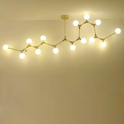 G4 led Postmodern Iron Glass Molecule Lustre Chandelier Lighting Suspension Luminaire Lampen For Dinning Room