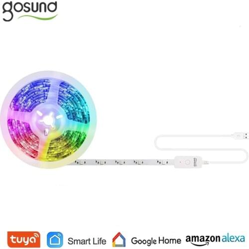 Gosund 2.8m Wifi Led Strip 5050 RGB USB TV Backlight Colour Changing Strip Tuya APP Remote Control Work With Alexa Google Home