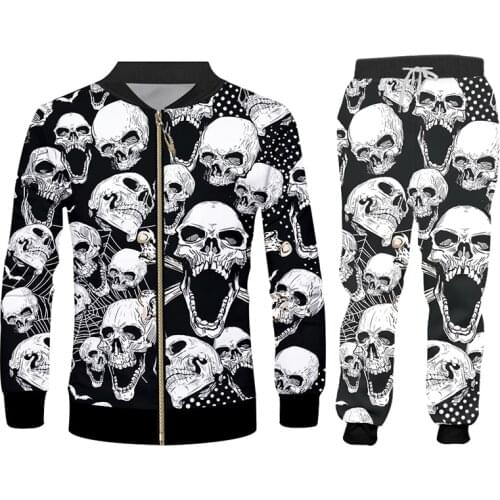 IFPD 3D BlackJogging Pants And Jackts Mens Set Hip Hop Skull Print Tracksuits Streetwear wholesale lots bulk bundles sportwear