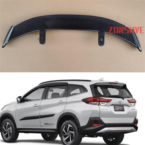 Use For Toyota Rush Spoiler ABS Plastic Carbon Fiber Look Hatchback SUV Roof Rear Wing Body Kit Accessories