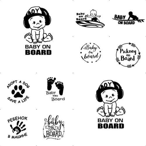 Creative Baby On Board Boy Car Sticker Car Rearview Mirror Sticker Auto Body Styling Stickers Accessories