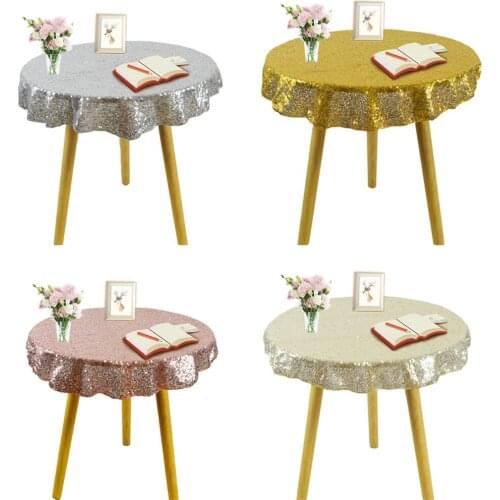 Round 60cm Sequin Tablecloth Glitter Tea waterproof Table Cloth Balcony Garden outdoor Table Flower stand wedding Table Decor