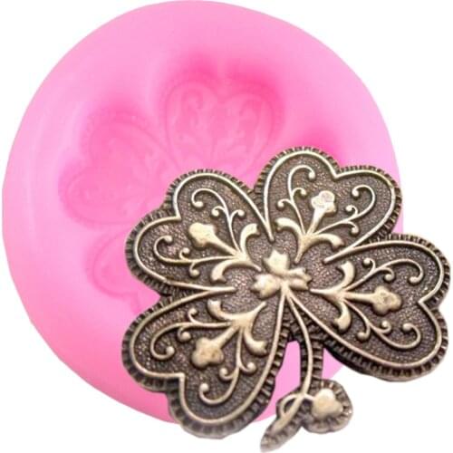 Lace Clover Silicone Molds DIY Party Cupcake Topper Chocolate Gumpaste Mold Frame Fondant Cake Decorating Tools