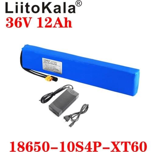 Liitokala 36V 12AH 18650 10S4P High Power and Capacity 42V Lithium Battery Electric Motorcycle Bicycle Scooter with BMS 42V 2A