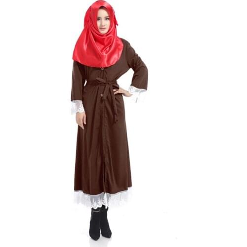 Fashion Adult Muslim Dress Lace Embroidered Robe Dress slamic Abaya Dresses Women Arab Ladies Caftan Kaftan Abayas Dubai