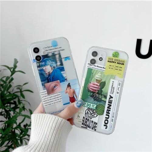 Fashion Matcha Ice Cream Label Phone Cases For iPhone 11 12 Pro XS Max X XR 7 8 Plus SE 2020 12Mini Soft Airbag TPU Cover Coque