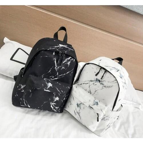 Fashion Teenager Backpack Boys Girls Marble Stone Print Backpack Rucksack Canvas Shoulder School Backpack Mochila Feminin D65S