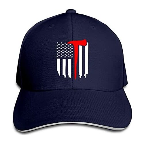 Mens Caps Thin Red Line Axe Fashion Sandwich Baseball Cap Adjustable Curved Visor Hat