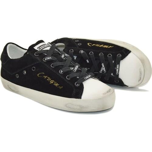 CANGMA Luxury Brand Designer Sneaker Mens Fashion Black Leisure Shoes Cow Suede Vulcanized Sneakers Male