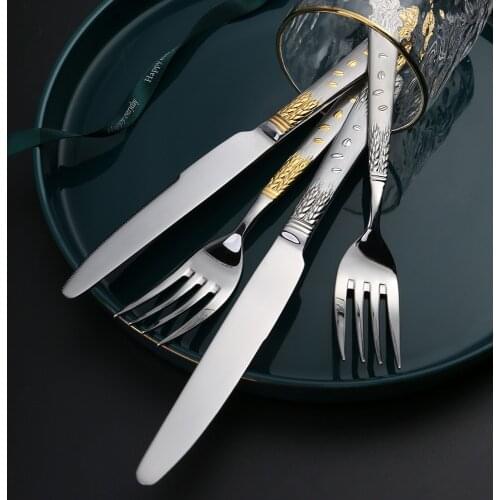 Stainless Steel Cutlery Set Dinnerware Set Knife Fork Spoon Cutlery Kit Luxury Silverware Tableware Set Dishwasher Safe