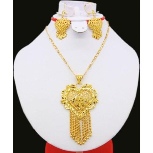 Adixyn New Ethiopian Wedding/Party Jewelry Sets Gold Color Necklace/Pendant/Earring Jewelry Habesha African Women Gifts