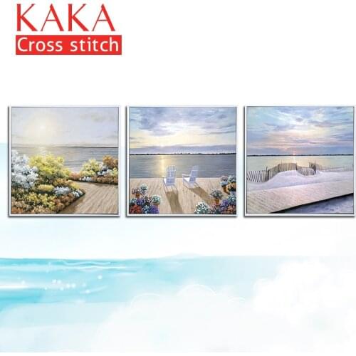 KAKA Cross stitch kits,Embroidery needlework sets with printed pattern,11CT-5D canvas for Home Decor Painting,landscape CKS0023