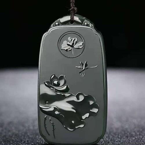 Natural Hetian Jade A Clean Pendant Hand-carved Jade Lotus Necklace As The Best Gift for Lovers