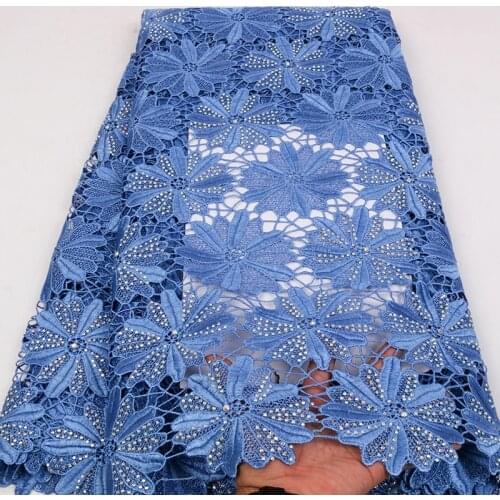 New Lace Fabric High Quality Guipure Lace Fabric 2018 African Cord Guipure Lace Fabbric With Stones For Nigeian Party PGC2408B