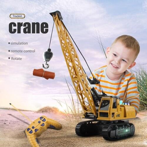 Newest Remote Control Engineering Car Simulated Crawler Crane Lights Sound 12CH Colorful Lighting RC Crane Toys for children Gif