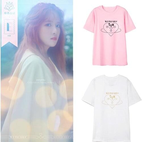New Korean Kpop WJSN WJ PLEASE Album Shirts Streetwear Hip Hop Loose K-pop Tshirt Women Short Sleeve Tee Tops T-shirt