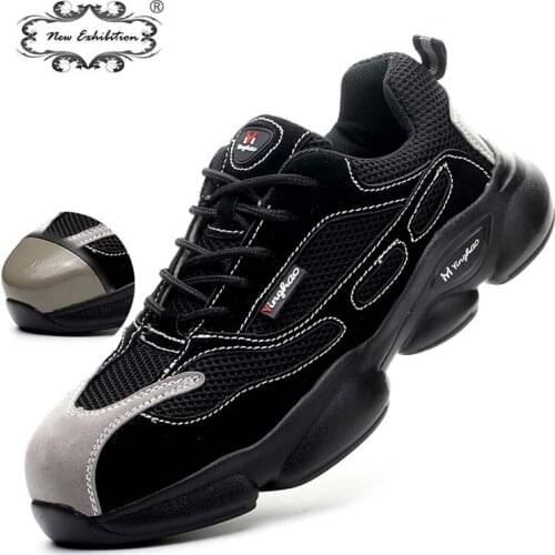 New Exhibition Men Steel Toe Work Boots Safety Shoes Outdoor Casual Sneaker Breathable Anti-Smashing Industrial Protective Shoes