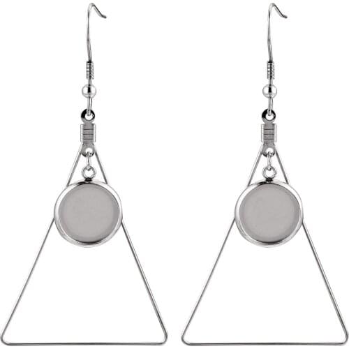 10pcs Lot Large Geometry Stainless Steel Earrings Settings 12mm Cabochon Bases Blank Bezel Earring DIY Earring Jewelry Making