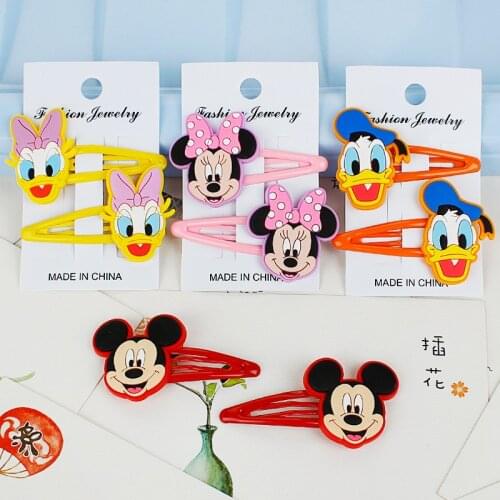 A pair Disney mickey Minnie mickey mouse Donald Duck Daisy Creativity anime Cartoon Children baby Hairpin Accessories BB clip